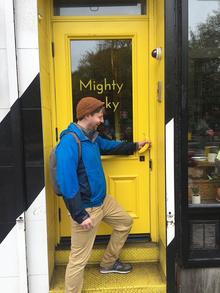 Entering Mighty Lucky Photography Studios Banana Door